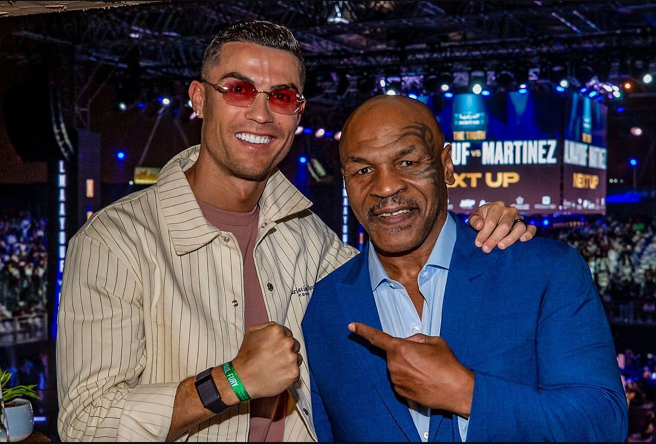 Mike Tyson and Cristiano Ronaldo ringside for Jake Paul vs. Tommy Fury (Image credits: Getty Images)